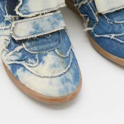 Pre Owned Isabel Marant Blue/White Denim Bekett Wedge Sneakers Size 40