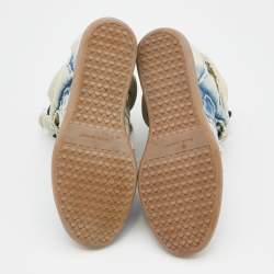 Pre Owned Isabel Marant Blue/White Denim Bekett Wedge Sneakers Size 40