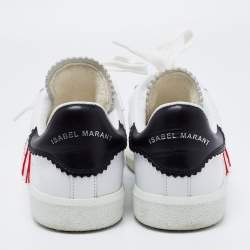 Pre Owned Isabel Marant White Leather Bryce Side Stitch Low Top Sneakers Size 38