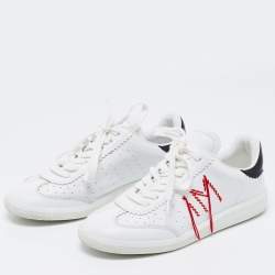 Pre Owned Isabel Marant White Leather Bryce Side Stitch Low Top Sneakers Size 38