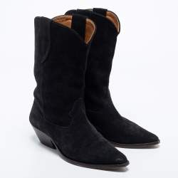 Pre Owned Isabel Marant Black Suede Ankle Boots Size 39