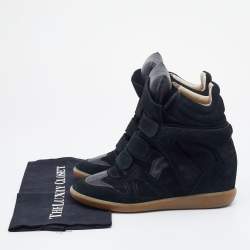 Pre Owned Isabel Marant Black Suede and Leather Bekett High Top Wedge Sneakers Size 41