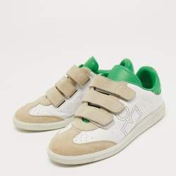 Pre Owned Isabel Marant Tricolor Suede and Leather Beth Velcro Sneakers Size 37