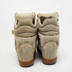 Pre Owned Isabel Marant Tricolor Suede and Leather Bekett Wedge Sneakers Size 39