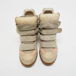 Pre Owned Isabel Marant Tricolor Suede and Leather Bekett Wedge Sneakers Size 39