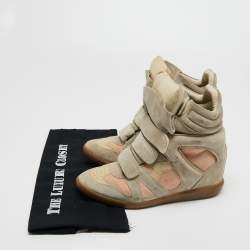 Pre Owned Isabel Marant Tricolor Suede and Leather Bekett Wedge Sneakers Size 39