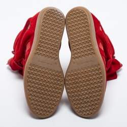 Pre Owned Isabel Marant Red Suede and Leather Bekett Wedge Sneakers Size 39