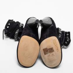 Pre Owned Isabel Marant Black Suede Mossa Studded Cutout Ankle Boots Size 37