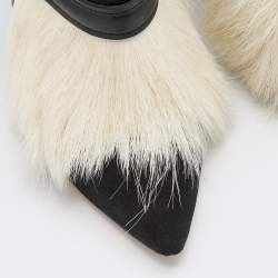 Isabel Marant Black/White Suede and Fur Pierce Tacy Ankle Booties Size 39