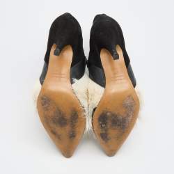 Isabel Marant Black/White Suede and Fur Pierce Tacy Ankle Booties Size 39