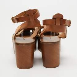 Pre Owned Isabel Marant Multicolor Leather and Jute Wedge Platform Ankle Strap Sandals Size 38