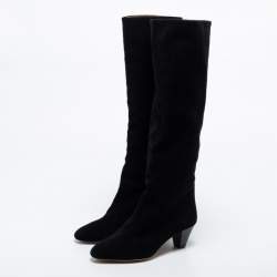 Pre Owned Isabel Marant Black Suede Knee Length Boots Size 36