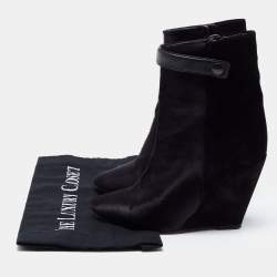 Isabel Marant Black Calf Hair and Suede Wedge Ankle Boots Size 36