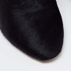 Isabel Marant Black Calf Hair and Suede Wedge Ankle Boots Size 36