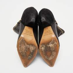 Pre Owned Isabel Marant Brown/Black Leather and Suede Eyelet Detail Miyako Ankle Booties Size 36