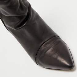 Pre Owned Isabel Marant Brown/Black Leather and Suede Eyelet Detail Miyako Ankle Booties Size 36