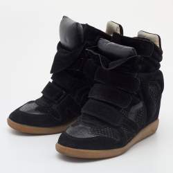 Isabel Marant Black Python Embossed Suede Bekett Sneakers Size 37