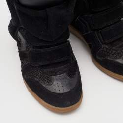 Isabel Marant Black Python Embossed Suede Bekett Sneakers Size 37