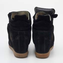 Isabel Marant Black Python Embossed Suede Bekett Sneakers Size 37