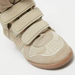 Pre Owned Isabel Marant Grey Suede and Leather Bekett Wedge Sneakers Size 39
