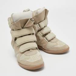 Pre Owned Isabel Marant Grey Suede and Leather Bekett Wedge Sneakers Size 39