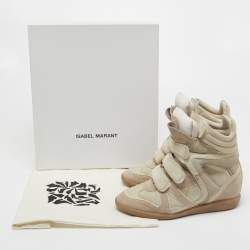Pre Owned Isabel Marant Grey Suede and Leather Bekett Wedge Sneakers Size 39
