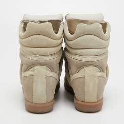 Pre Owned Isabel Marant Grey Suede and Leather Bekett Wedge Sneakers Size 39