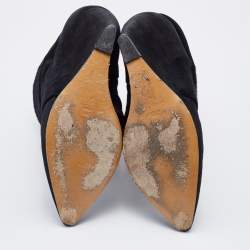 Pre Owned Isabel Marant Black Calf Hair and Suede Wedge Ankle Boots Size 38