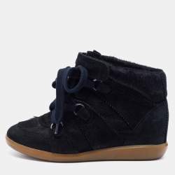 Isabel Marant Black Suede Bobby Wedge Sneakers Size 38 Isabel Marant TLC