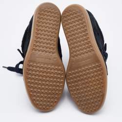 Pre Owned Isabel Marant Black Suede and Calf Hair Wedge Lace Up Sneakers Size 38