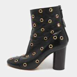 Pre Owned Isabel Marant Black Leather Eyelet Detail Ankle Boots Size 40