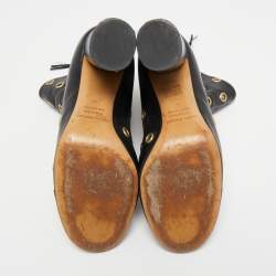 Pre Owned Isabel Marant Black Leather Eyelet Detail Ankle Boots Size 40