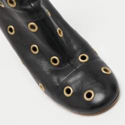 Pre Owned Isabel Marant Black Leather Eyelet Detail Ankle Boots Size 40