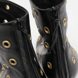 Pre Owned Isabel Marant Black Leather Eyelet Detail Ankle Boots Size 40