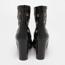 Pre Owned Isabel Marant Black Leather Eyelet Detail Ankle Boots Size 40