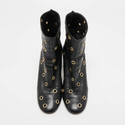 Pre Owned Isabel Marant Black Leather Eyelet Detail Ankle Boots Size 40