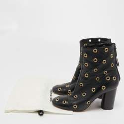 Pre Owned Isabel Marant Black Leather Eyelet Detail Ankle Boots Size 40