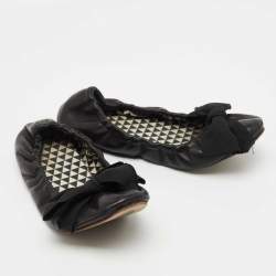 Pre Owned Isabel Marant Black Leather Bow Ballet Flats Size 40