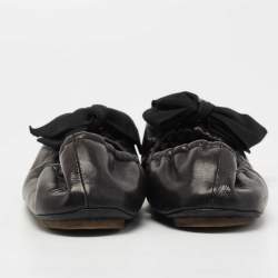 Pre Owned Isabel Marant Black Leather Bow Ballet Flats Size 40