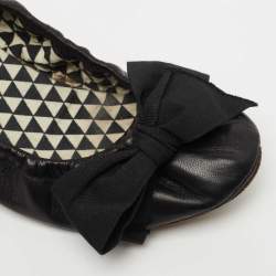 Pre Owned Isabel Marant Black Leather Bow Ballet Flats Size 40