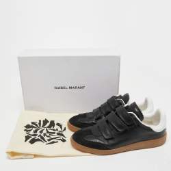 Pre Owned Isabel Marant Black Leather and Suede Low Top Sneakers Size 38