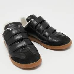 Pre Owned Isabel Marant Black Leather and Suede Low Top Sneakers Size 38