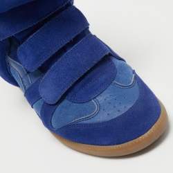 Pre Owned Isabel Marant Blue Suede and Leather Beckett Wedge Sneakers Size 39