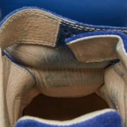 Pre Owned Isabel Marant Blue Suede and Leather Beckett Wedge Sneakers Size 39