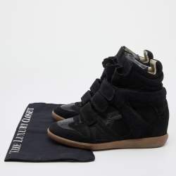 Pre Owned Isabel Marant Black Suede Bekett Wedge High Top Sneakers Size 39
