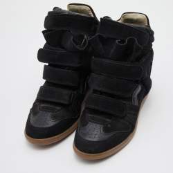 Pre Owned Isabel Marant Black Suede Bekett Wedge High Top Sneakers Size 39