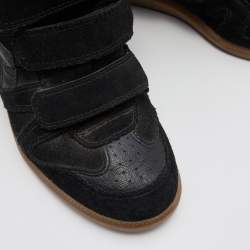 Pre Owned Isabel Marant Black Suede Bekett Wedge High Top Sneakers Size 39