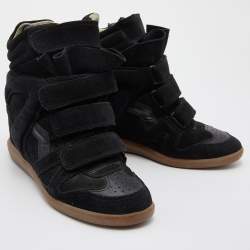 Pre Owned Isabel Marant Black Suede Bekett Wedge High Top Sneakers Size 39