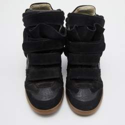Pre Owned Isabel Marant Black Suede Bekett Wedge High Top Sneakers Size 39