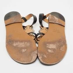 Pre Owned Isabel Marant Black Leather Eyelet Embellished Thong Flat Sandals Size 41